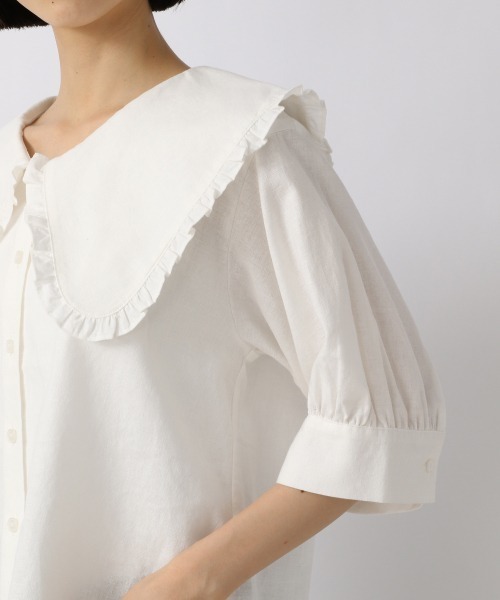 LOWRYS FARM（ローリーズファーム）の「リネンフリルカラーブラウス５Ｓ　957672（シャツ/ブラウス・レディース・オフホワイト/ブラック/ブラウン・FREE）」の10枚目の写真