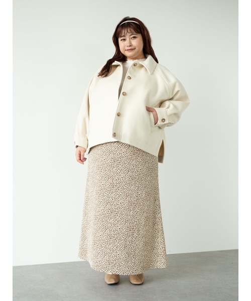 SLURR（スラ―）の「【大きいサイズ】サイドスリットブルゾン（ブルゾン・レディース・アイボリー/チョコ・L）」の6枚目の写真