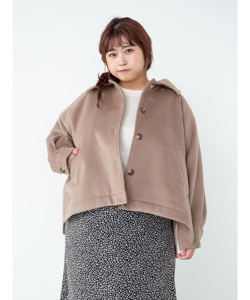 SLURR（スラ―）の「【大きいサイズ】サイドスリットブルゾン（ブルゾン・レディース・アイボリー/チョコ・L）」の8枚目の写真