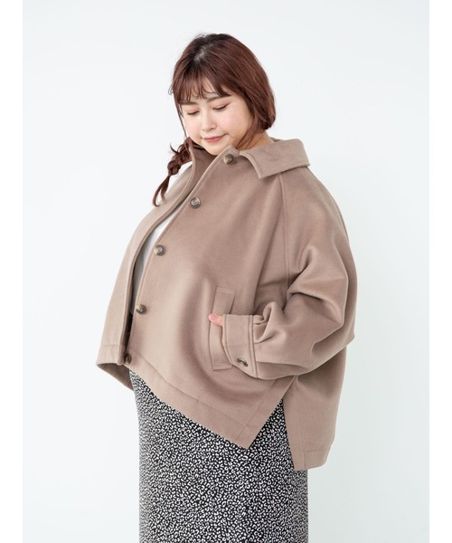 SLURR（スラ―）の「【大きいサイズ】サイドスリットブルゾン（ブルゾン・レディース・アイボリー/チョコ・L）」の9枚目の写真