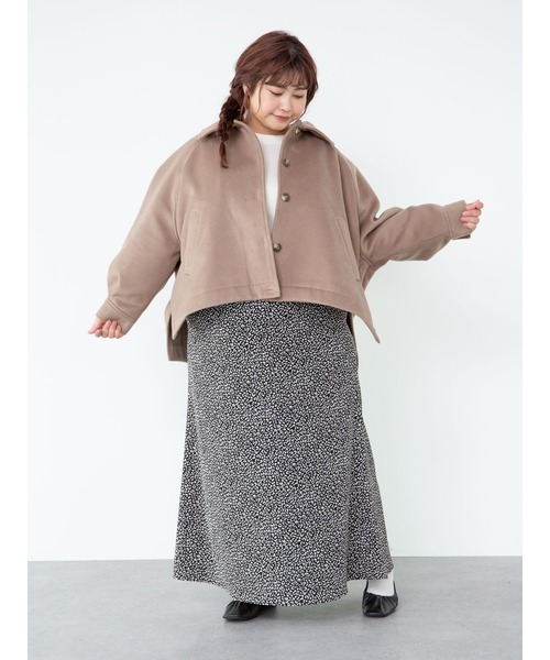 SLURR（スラ―）の「【大きいサイズ】サイドスリットブルゾン（ブルゾン・レディース・アイボリー/チョコ・L）」の11枚目の写真