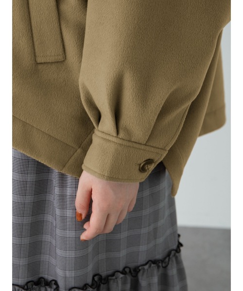 SLURR（スラ―）の「【大きいサイズ】サイドスリットブルゾン（ブルゾン・レディース・アイボリー/チョコ・L）」の14枚目の写真