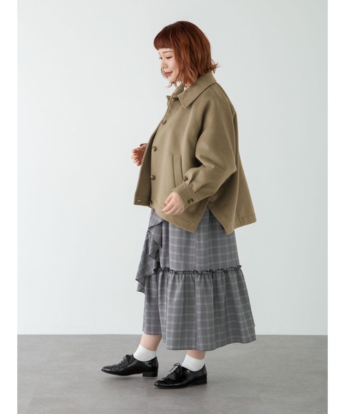 SLURR（スラ―）の「【大きいサイズ】サイドスリットブルゾン（ブルゾン・レディース・アイボリー/チョコ・L）」の18枚目の写真