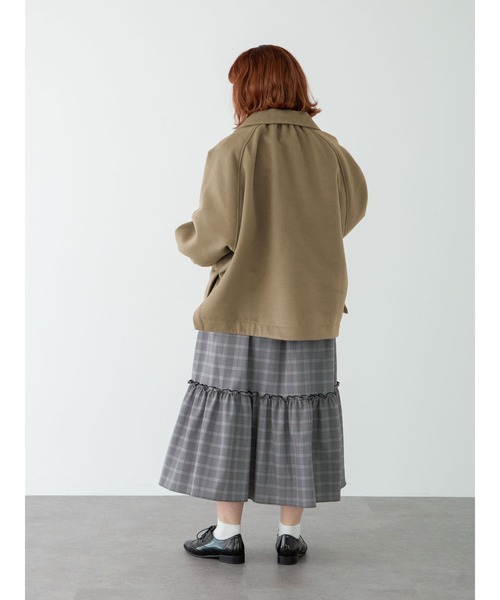 SLURR（スラ―）の「【大きいサイズ】サイドスリットブルゾン（ブルゾン・レディース・アイボリー/チョコ・L）」の19枚目の写真