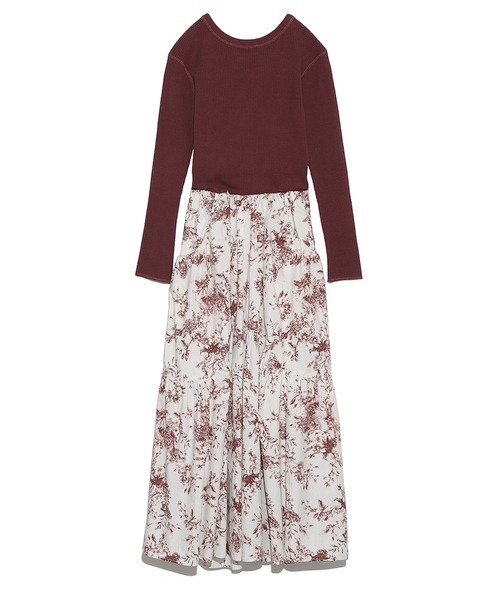 Mila Owen(ミラオーウェン)の「ワッフルニットティアードスカートドッキングワンピース(ワンピース・レディース・カーキ/アイボリー/その他/チャコールグレー・1/0)」の16枚目の写真