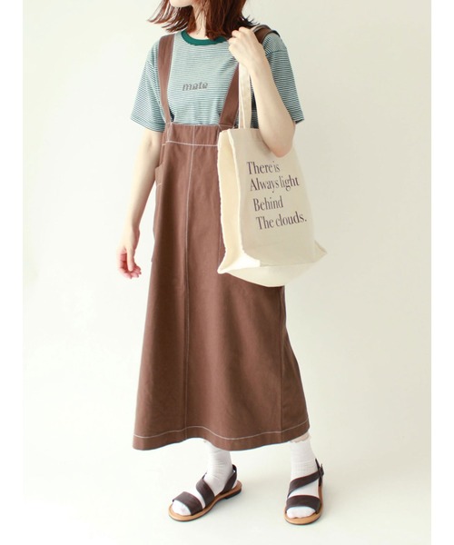 ehka sopo（エヘカソポ）の「細ボーダーロゴTシャツ（Tシャツ/カットソー・レディース・ブラック/ベージュ/レッド/グリーン・ﾌﾘ-）」の13枚目の写真