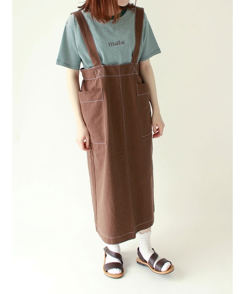 ehka sopo（エヘカソポ）の「細ボーダーロゴTシャツ（Tシャツ/カットソー・レディース・ブラック/ベージュ/レッド/グリーン・ﾌﾘ-）」の12枚目の写真