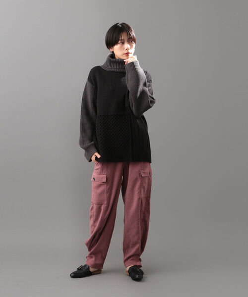 AVIREX（アヴィレックス）の「タートルカラーコンビ ニットトップス/ TURTLE COLOR COMBI KNIT TOPS（ニット/セーター・レディース・ブラック/オフホワイト/オリーブ・FREE）」の10枚目の写真
