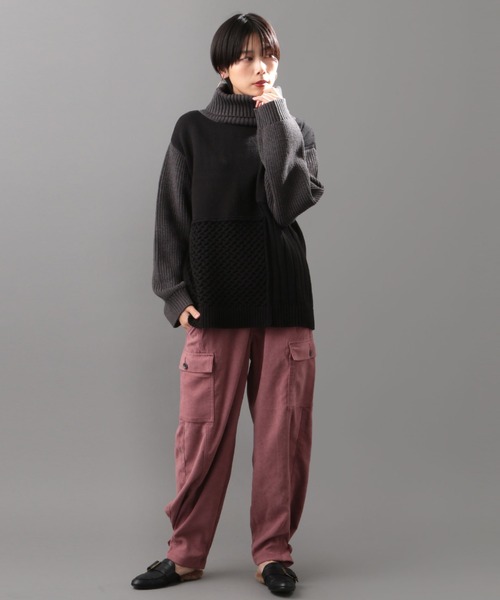 AVIREX（アヴィレックス）の「タートルカラーコンビ ニットトップス/ TURTLE COLOR COMBI KNIT TOPS（ニット/セーター・レディース・ブラック/オフホワイト/オリーブ・FREE）」の20枚目の写真