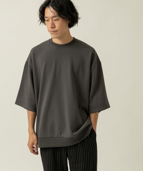 ITEMS URBANRESEARCH(アイテムズ アーバンリサーチ)の「裏毛7分袖クルーネックプルオーバー(スウェット・メンズ・チャコールグレー/ブラウン/ブルー・MEDIUM/LARGE)」の2枚目の写真
