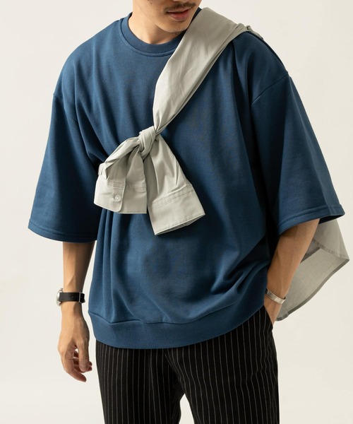 ITEMS URBANRESEARCH(アイテムズ アーバンリサーチ)の「裏毛7分袖クルーネックプルオーバー(スウェット・メンズ・チャコールグレー/ブラウン/ブルー・MEDIUM/LARGE)」の9枚目の写真