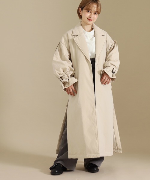 AULI（アウリィ）の「【低身長向けサイズ】中綿テーラードロングコート（ダウンジャケット/コート・レディース・ベージュ/グレー/アイボリー・S/XS）」の22枚目の写真