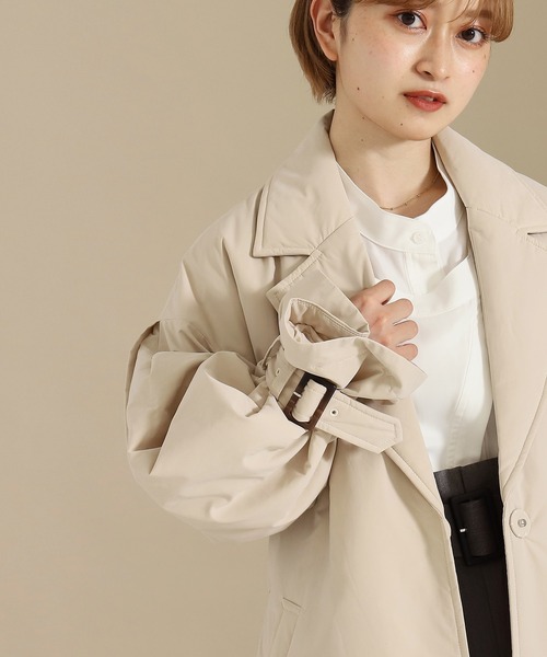 新品 レリアン 中綿入り テーラードコート ライトベージュ 7号サイズ セール】 【撥水加工】ライトツイル ノーカラーコート （その他