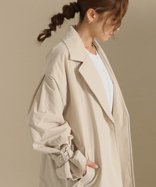 AULI（アウリィ）の「【低身長向けサイズ】中綿テーラードロングコート（ダウンジャケット/コート・レディース・ベージュ/グレー/アイボリー・S/XS）」の7枚目の写真