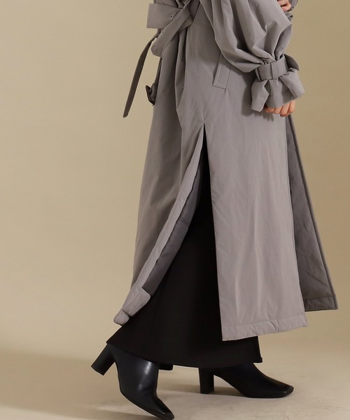 AULI（アウリィ）の「【低身長向けサイズ】中綿テーラードロングコート（ダウンジャケット/コート・レディース・ベージュ/グレー/アイボリー・S/XS）」の14枚目の写真