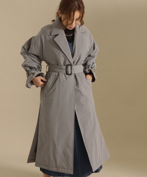 AULI（アウリィ）の「【低身長向けサイズ】中綿テーラードロングコート（ダウンジャケット/コート・レディース・ベージュ/グレー/アイボリー・S/XS）」の11枚目の写真