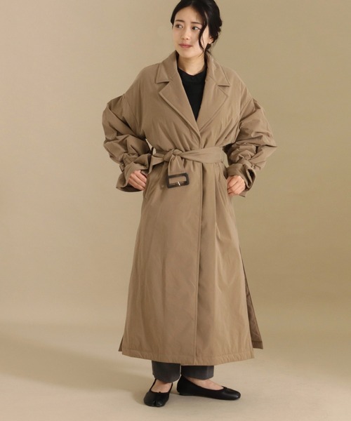 AULI（アウリィ）の「【低身長向けサイズ】中綿テーラードロングコート（ダウンジャケット/コート・レディース・ベージュ/グレー/アイボリー・S/XS）」の9枚目の写真