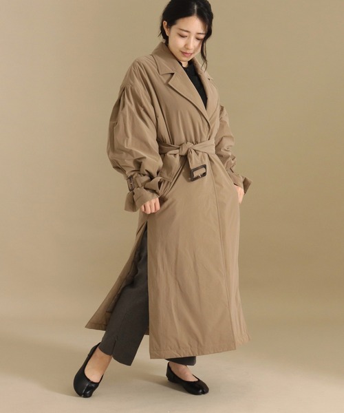 AULI（アウリィ）の「【低身長向けサイズ】中綿テーラードロングコート（ダウンジャケット/コート・レディース・ベージュ/グレー/アイボリー・S/XS）」の6枚目の写真