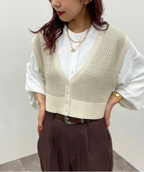 apres jour mignon(アプレジュールミニョン)の「2WAYジャガードビスチェ【ZOZOTOWN限定アイテム】(ベスト・レディース・アイボリー/グリーン系その他/ブルー系その他・X-LARGE/フリー)」の9枚目の写真