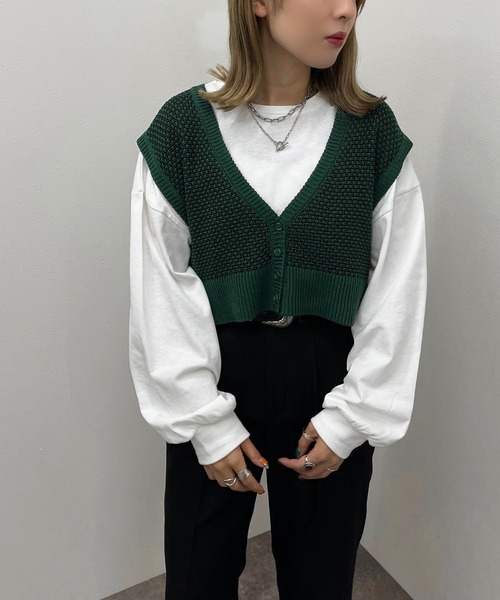 apres jour mignon(アプレジュールミニョン)の「2WAYジャガードビスチェ【ZOZOTOWN限定アイテム】(ベスト・レディース・アイボリー/グリーン系その他/ブルー系その他・X-LARGE/フリー)」の10枚目の写真