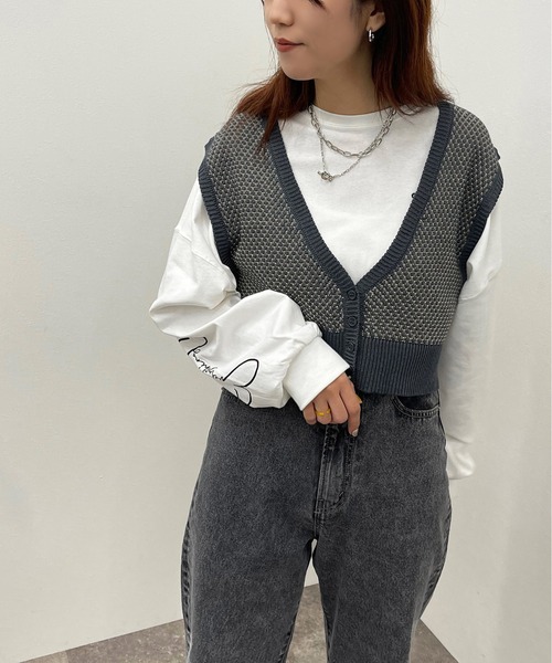 apres jour mignon(アプレジュールミニョン)の「2WAYジャガードビスチェ【ZOZOTOWN限定アイテム】(ベスト・レディース・アイボリー/グリーン系その他/ブルー系その他・X-LARGE/フリー)」の7枚目の写真