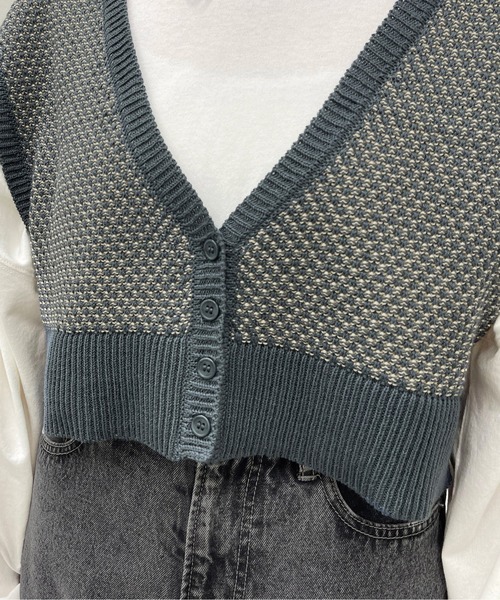 apres jour mignon(アプレジュールミニョン)の「2WAYジャガードビスチェ【ZOZOTOWN限定アイテム】(ベスト・レディース・アイボリー/グリーン系その他/ブルー系その他・X-LARGE/フリー)」の14枚目の写真