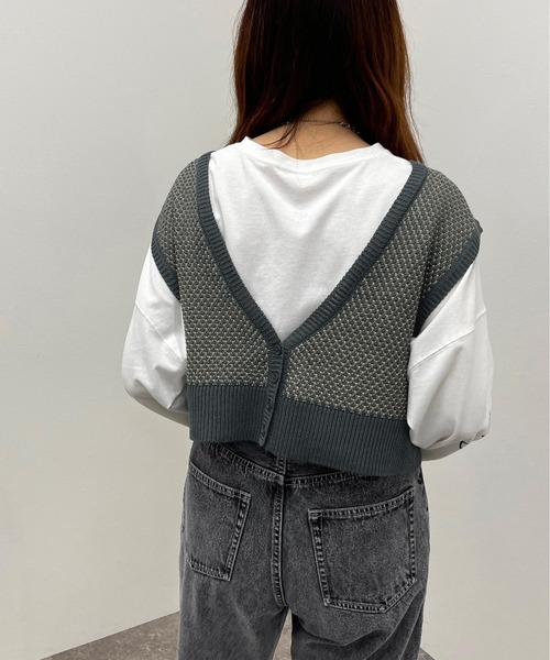 apres jour mignon(アプレジュールミニョン)の「2WAYジャガードビスチェ【ZOZOTOWN限定アイテム】(ベスト・レディース・アイボリー/グリーン系その他/ブルー系その他・X-LARGE/フリー)」の11枚目の写真