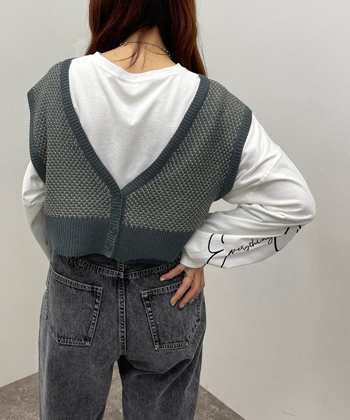 apres jour mignon(アプレジュールミニョン)の「2WAYジャガードビスチェ【ZOZOTOWN限定アイテム】(ベスト・レディース・アイボリー/グリーン系その他/ブルー系その他・X-LARGE/フリー)」の5枚目の写真