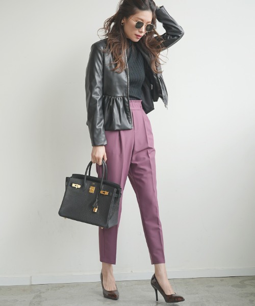 Futier land（フューティアランド）の「ウエストフリルシングルライダース（ライダースジャケット・レディース・ブラック/アイボリー・SMALL/MEDIUM/LARGE）」の18枚目の写真