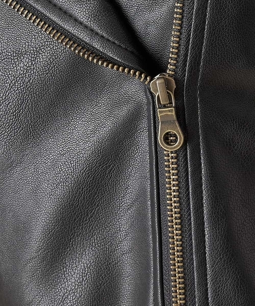 OFUON le MK(オフオンルエムケー)の「フェイクレザーライダースジャケット(ライダースジャケット・レディース・ブラック/ライトグレー・40/38)」の9枚目の写真