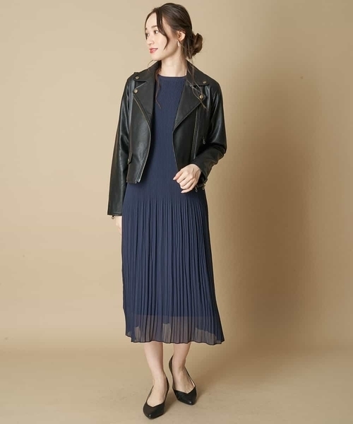 OFUON le MK(オフオンルエムケー)の「フェイクレザーライダースジャケット(ライダースジャケット・レディース・ブラック/ライトグレー・40/38)」の21枚目の写真