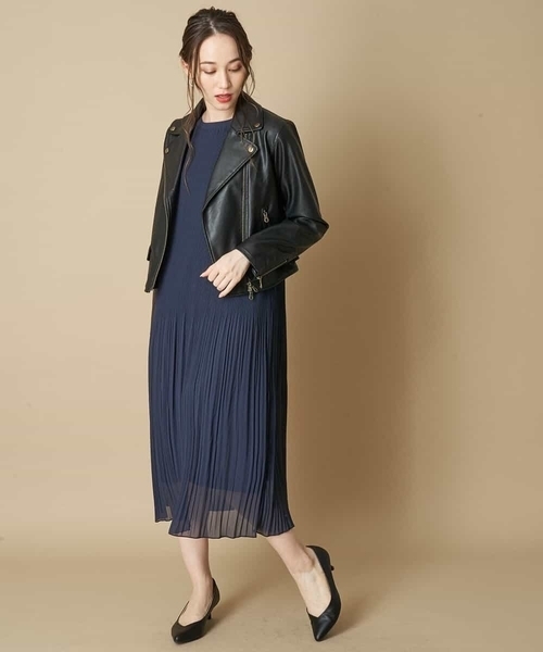 OFUON le MK(オフオンルエムケー)の「フェイクレザーライダースジャケット(ライダースジャケット・レディース・ブラック/ライトグレー・40/38)」の22枚目の写真