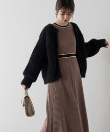 natural couture（ナチュラルクチュール）の「【WEB限定カラー有り】配色ライン使いニットワンピース（ワンピース）」