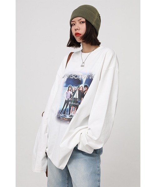 MASONPRINCE(メイソンプリンス)の「【MASONPRINCE】Oversized band motif long sleeve TEE CT2035(Tシャツ/カットソー・メンズ・ホワイト/ブラック/ベージュ・S/M/L)」の2枚目の写真