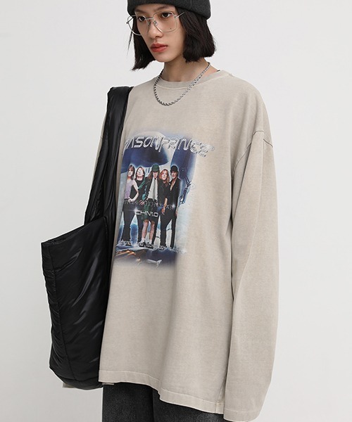 MASONPRINCE(メイソンプリンス)の「【MASONPRINCE】Oversized band motif long sleeve TEE CT2035(Tシャツ/カットソー・メンズ・ホワイト/ブラック/ベージュ・S/M/L)」の13枚目の写真