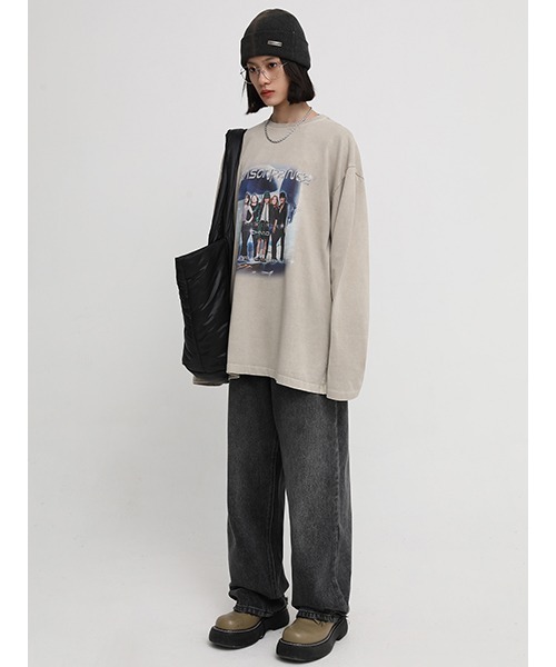 MASONPRINCE(メイソンプリンス)の「【MASONPRINCE】Oversized band motif long sleeve TEE CT2035(Tシャツ/カットソー・メンズ・ホワイト/ブラック/ベージュ・S/M/L)」の11枚目の写真