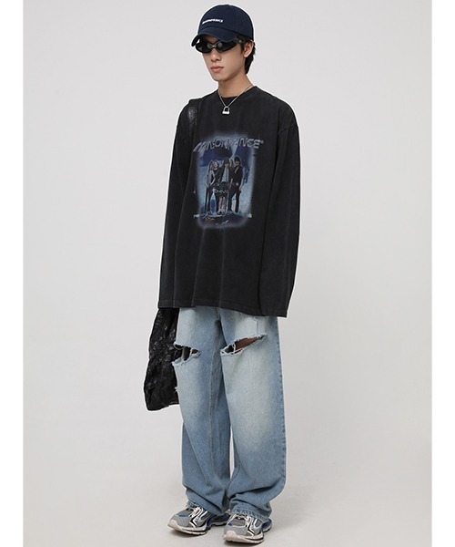 MASONPRINCE(メイソンプリンス)の「【MASONPRINCE】Oversized band motif long sleeve TEE CT2035(Tシャツ/カットソー・メンズ・ホワイト/ブラック/ベージュ・S/M/L)」の7枚目の写真
