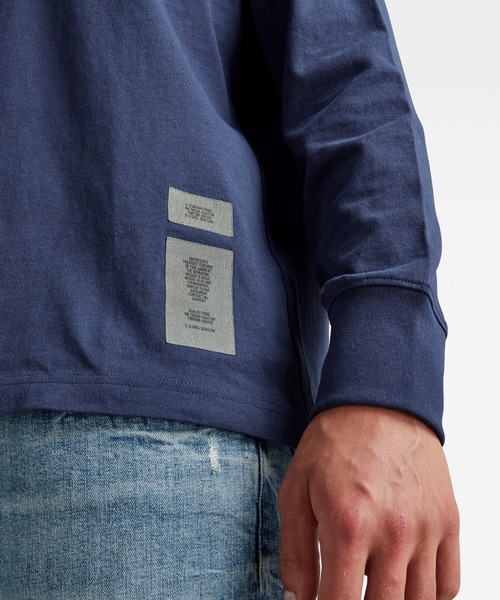 G-STAR（ジースター）の「BACK TAPE OVERSIZED T-SHIRT/ロンT/オーバーサイズ（Tシャツ/カットソー・メンズ・ダークオリーブ/ダークブルー・SMALL/LARGE/X-SMALL/MEDIUM/X-LARGE）」の14枚目の写真