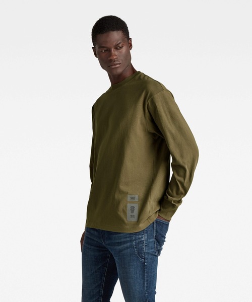 G-STAR（ジースター）の「BACK TAPE OVERSIZED T-SHIRT/ロンT/オーバーサイズ（Tシャツ/カットソー・メンズ・ダークオリーブ/ダークブルー・SMALL/LARGE/X-SMALL/MEDIUM/X-LARGE）」の7枚目の写真