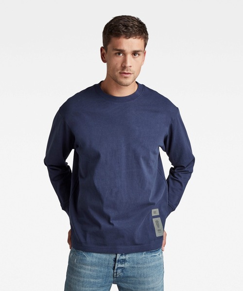 G-STAR（ジースター）の「BACK TAPE OVERSIZED T-SHIRT/ロンT/オーバーサイズ（Tシャツ/カットソー・メンズ・ダークオリーブ/ダークブルー・SMALL/LARGE/X-SMALL/MEDIUM/X-LARGE）」の3枚目の写真