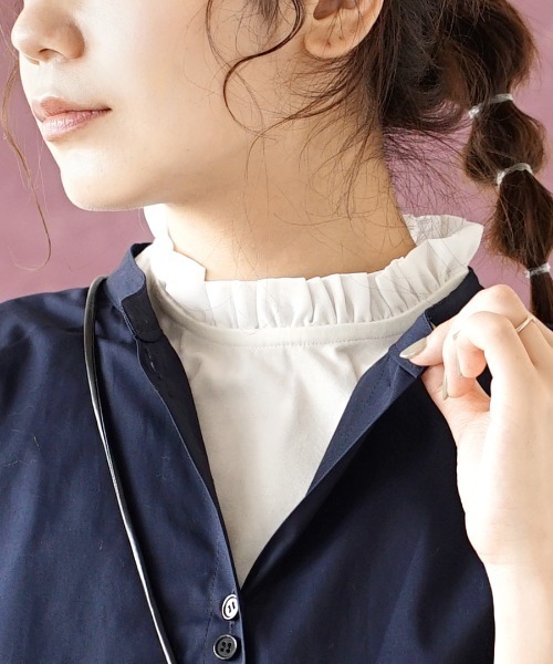 zootie（ズーティー）の「シフォンフリルネック タンクトップ（タンクトップ・レディース・ブラック/ホワイト・L/M/LL）」の2枚目の写真
