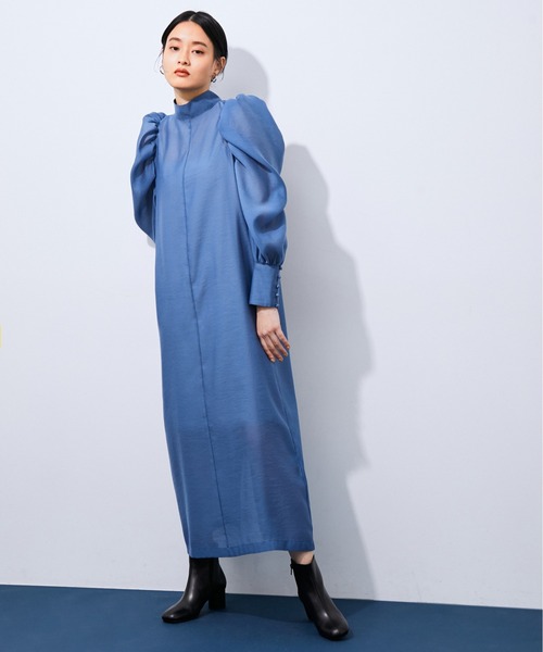 ADAM ET ROPE'(アダムエロペ)の「フォルムスリーブIラインドレス(ワンピース・レディース・ブラック/ブルー・FREE)」の12枚目の写真
