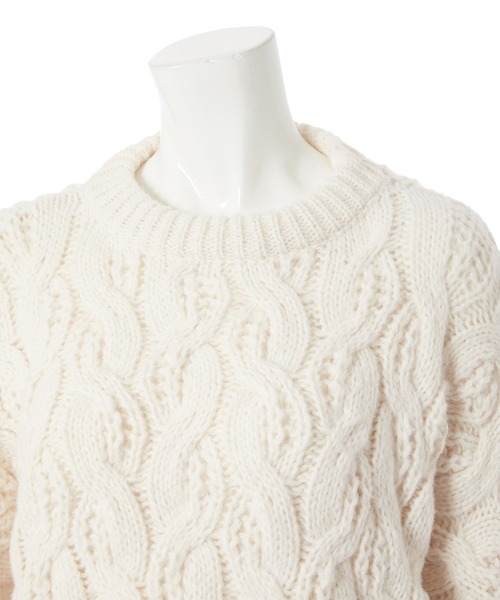 fifth(フィフス)の「【スタイリストプロデュース】ケーブルショートニット(ニット/セーター・レディース・ホワイト/チャコールグレー・MEDIUM)」の19枚目の写真