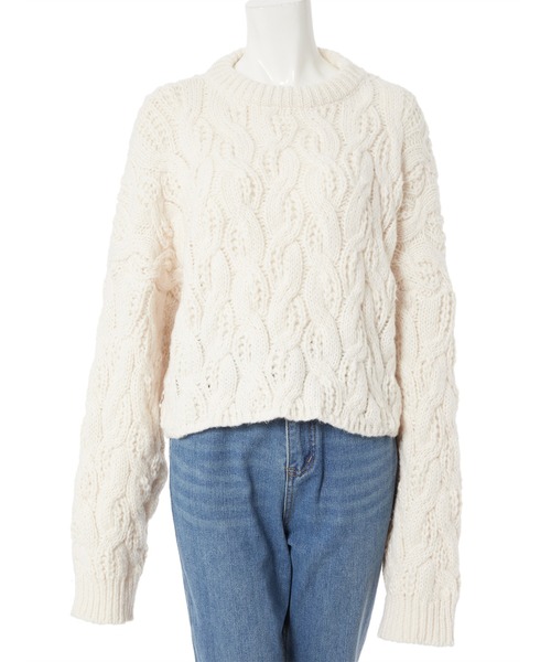 fifth(フィフス)の「【スタイリストプロデュース】ケーブルショートニット(ニット/セーター・レディース・ホワイト/チャコールグレー・MEDIUM)」の13枚目の写真