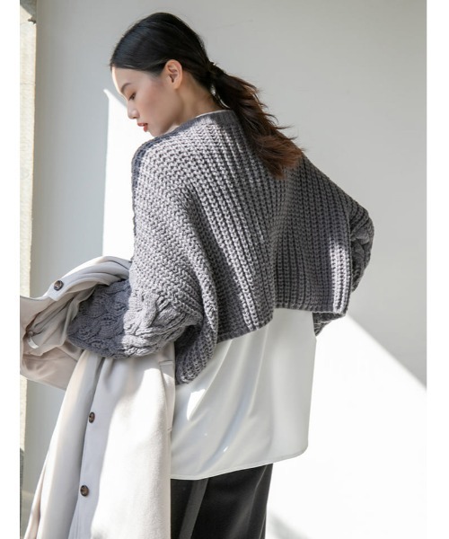 fifth(フィフス)の「【スタイリストプロデュース】ケーブルショートニット(ニット/セーター・レディース・ホワイト/チャコールグレー・MEDIUM)」の10枚目の写真