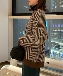 リブで見せてヘリンボーンカーディガン