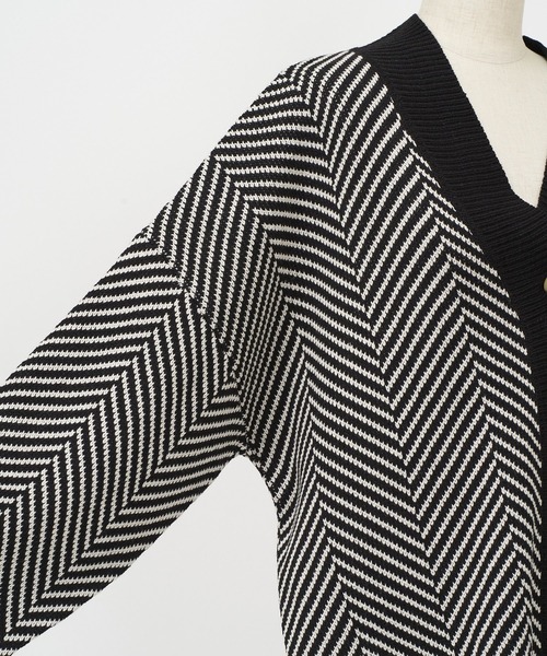 AS KNOW AS PINKY（アズノゥアズピンキー）の「リブで見せてヘリンボーンカーディガン（カーディガン/ボレロ・レディース・ブラック/ベージュ・FREE）」の13枚目の写真