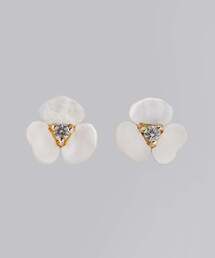 ビジュー×シェルフラワーピアス