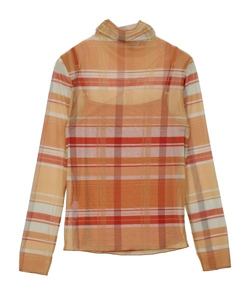 Ameri VINTAGE - アメリヴィンテージ  VCUT HIGH NECK TOP Ameri（アメリ）の「SHEER CHECK HIGH NECK CUT TOP（Tシャツ