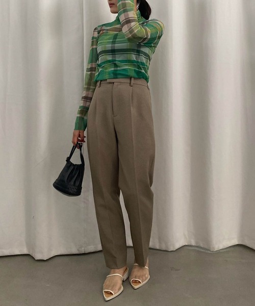 AMERI シアーチェックハイネックカットトップ Ameri VINTAGE - AMERI シアーチェックハイネックカットトップの通販